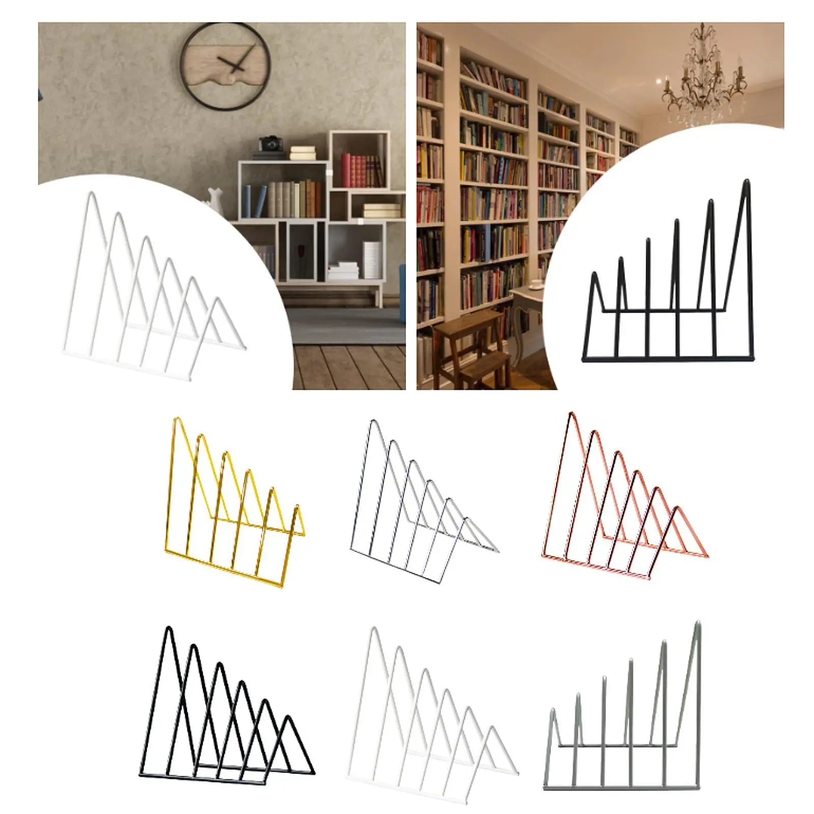 File Folder Sorter Non Skid Desk Triangle Bookshelf Bookend Organizer for Recipe Vinyl Records Office Magazines Hold Heavy Books