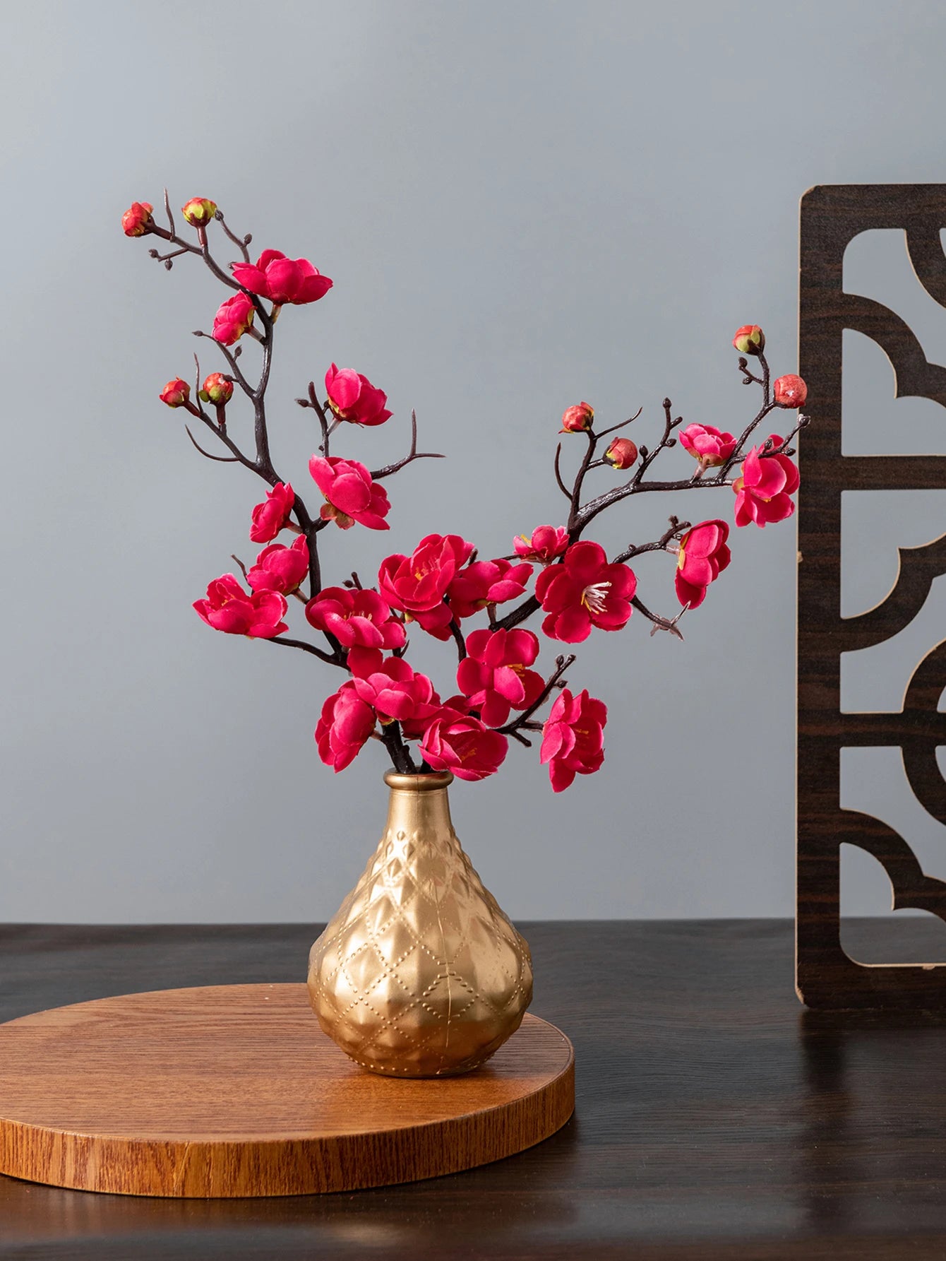 Artificial Flower Spring Plum Blossom Peach Branch Silk Flowers Home Wedding Party Decoration Christmas Wreaths diy dining table