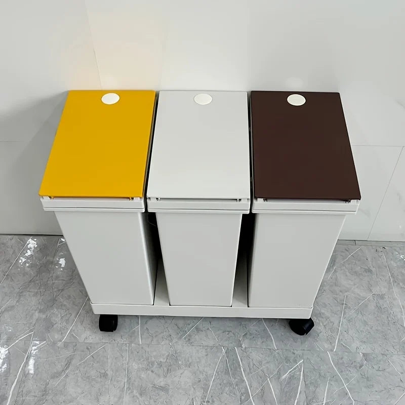 1 set, large kitchen garbage bin, dry and wet sorting garbage bin, movable, suitable for hotels, living rooms, offices, schools