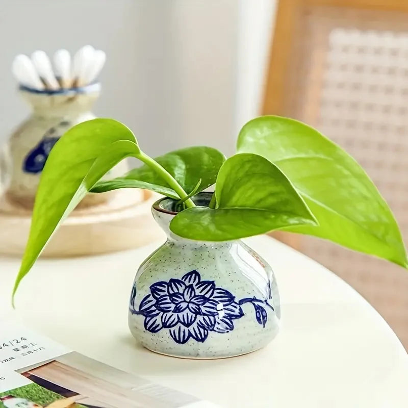 Japanese Style Ceramic Toothpick Holder Mini Retro Cotton Swab Storage Jar Simple Small Vases Decor Toothpick Dispenser Box