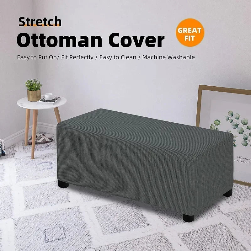 Jacquard Ottoman Slipcover Storage Stool Furniture Protector Cover Thick Rectangle Elastic Foot Rest Slipcover Home Decor 오토만 커버