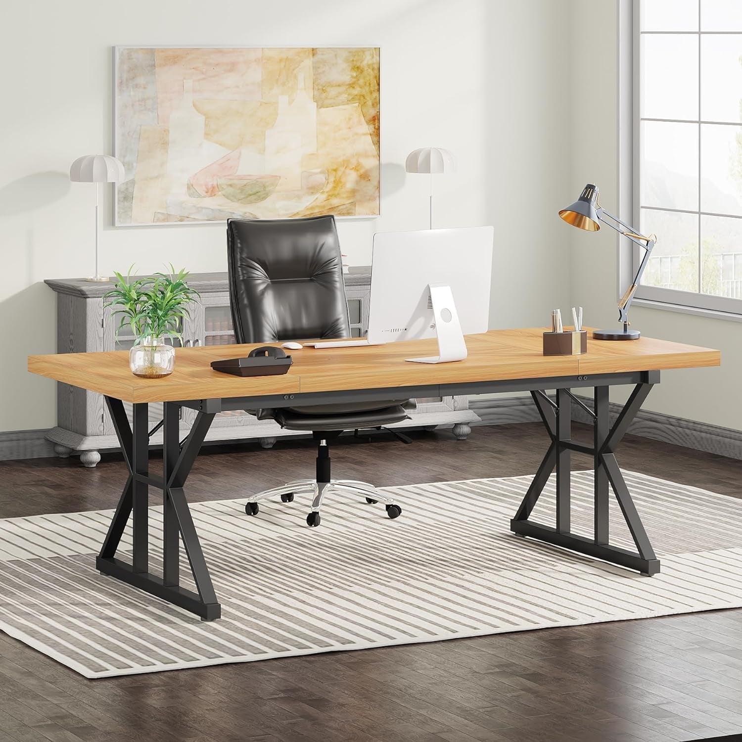 70.8-Inch Executive Desk, Large Computer Office Desk Workstation SHIPPING ONLY IN USA