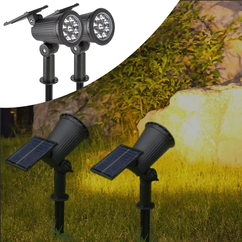 Solar Lawn Projector Spotlight with RGB Gradient & 3 Brightness Adjustable Light IP65 Waterproof for Garden Patio Driveway Spot