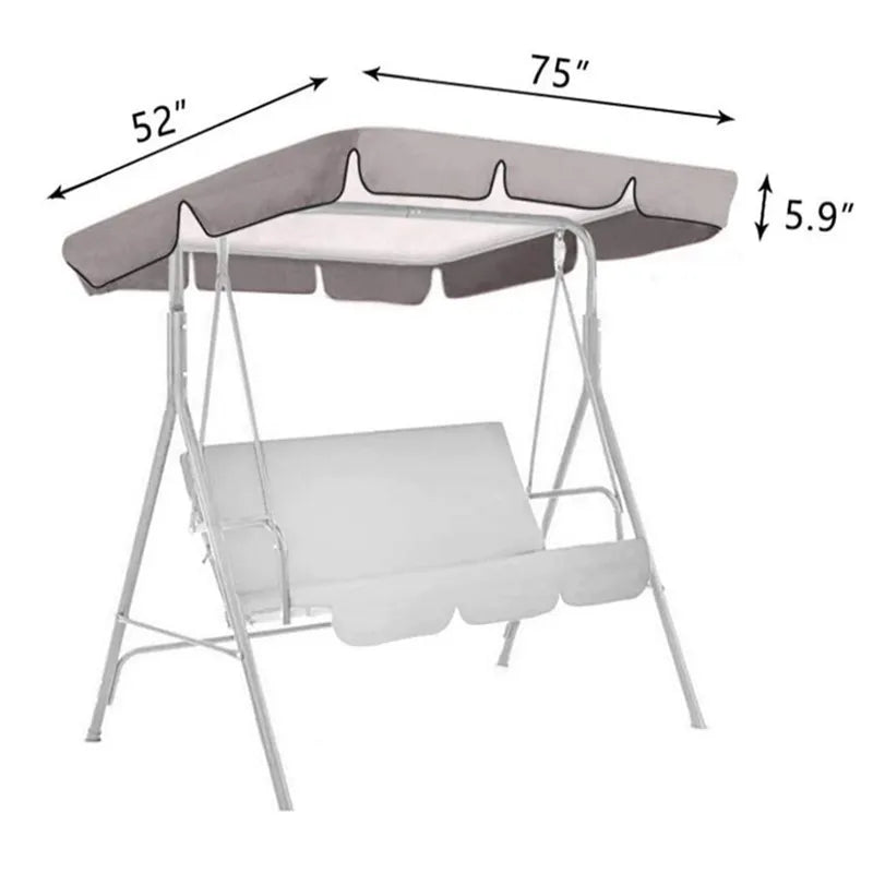 Outdoor Swing Canopy 3 Seater Chair Top Cover Canopy UV Sun Water Proof for Patio Yard Seat Hammock Canopy Dustproof Cover