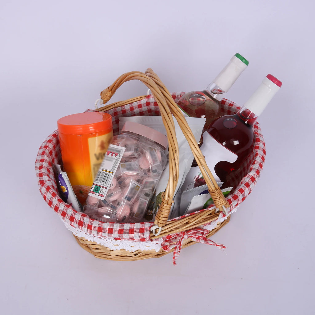 ZK40 Rattan picnic basket, wicker basket, pastoral picnic activity handle basket