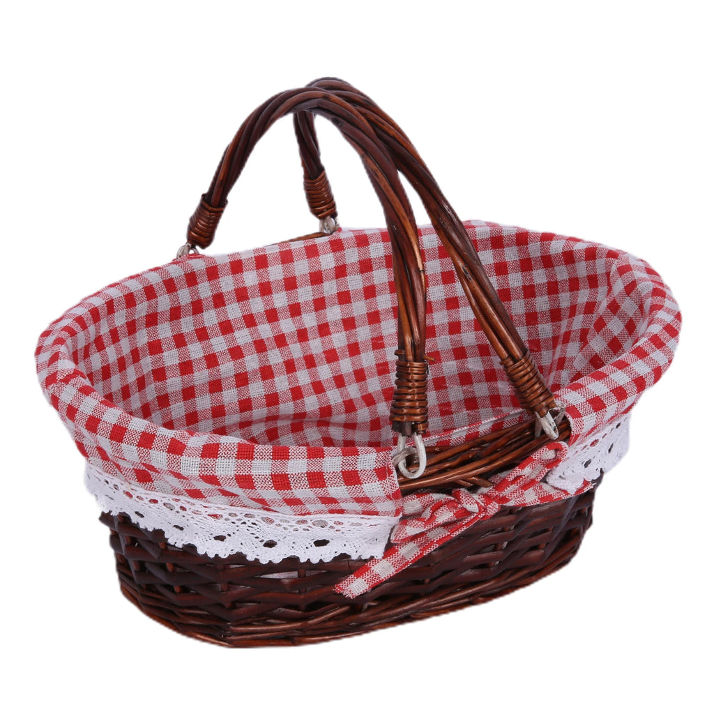 ZK40 Rattan picnic basket, wicker basket, pastoral picnic activity handle basket