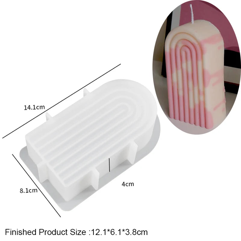 U Shape Candle Silicone Mold DIY Striped Arch Scented Candle Making Wax Mould Plaster Resin Ornament Craft Mold Home Decoration