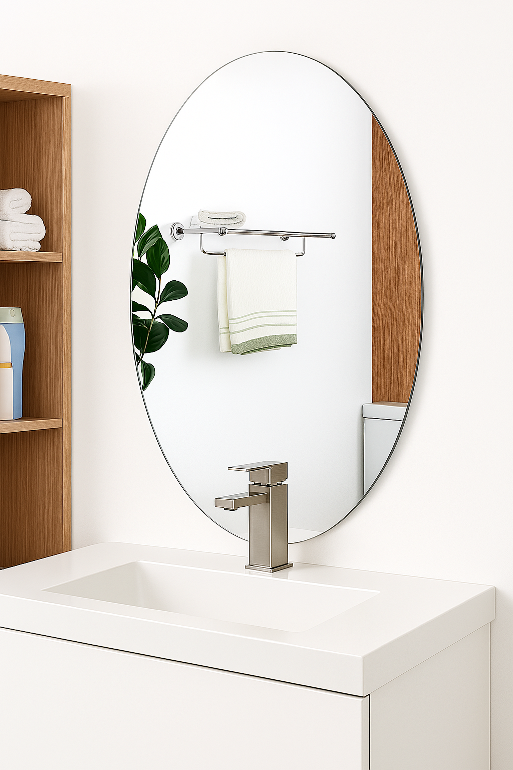 Oval Mirror Bathroom Vanity 鈥?Minimalist Wall Setup