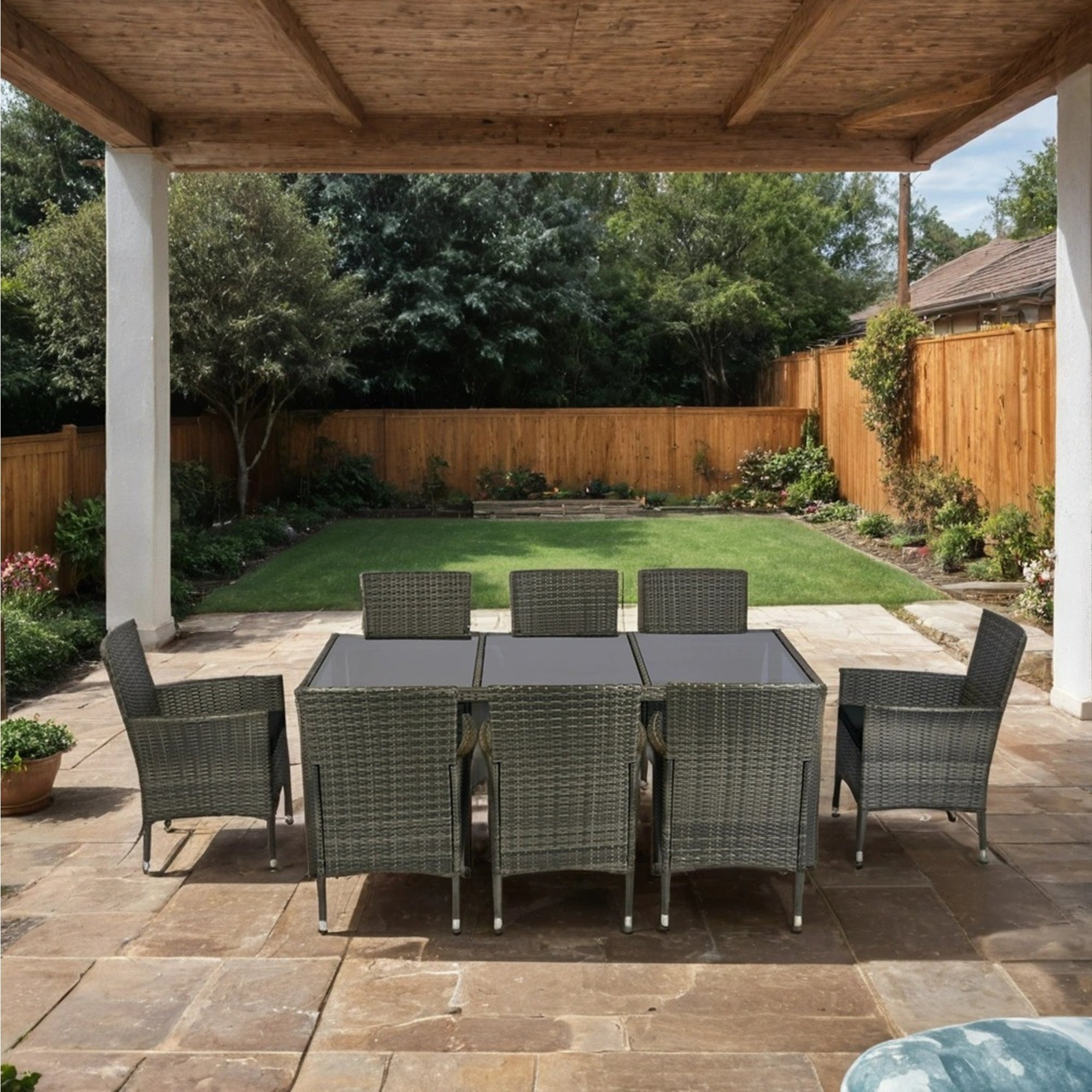 9 piece Outdoor Patio Wicker Dining Set Patio Wicker Furniture Dining SHIPPING ONLY IN USA