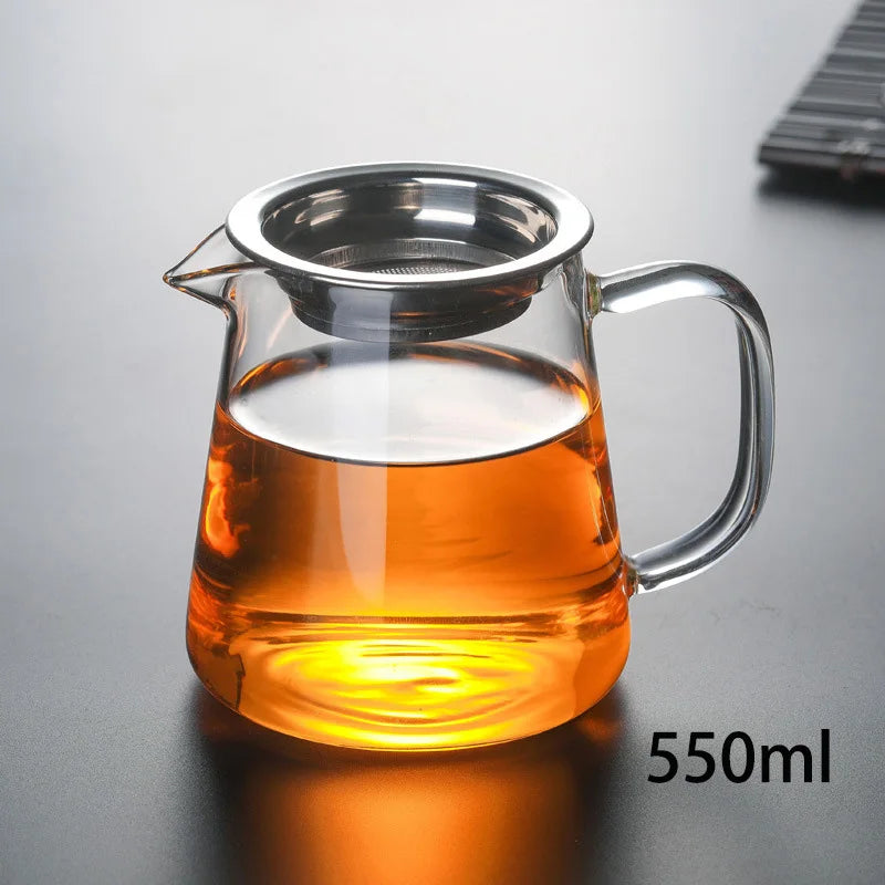 Heat-resisting Clear Glass Tea Pot Fair Cup Cha Hai Teapot With Infuser Puer Tea Brewing Kettle Pu Erh Gaiwan Set Pots Teapots
