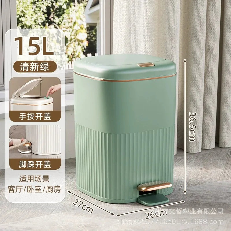 8/10L Foot Pedal Trash Can Waterproof Bathroom Waste Bins with Lid Large Capacity Garbage Bin Luxury Office Kitchen Trash Can