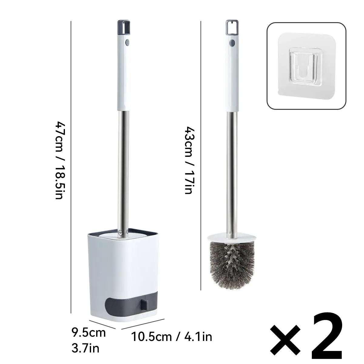 WORTHBUY Punch-Free Wall Mounted Toilet Brush With Drainable Base Long Handle Plastic Toilet Cleaning Brush Bathroom Accessories