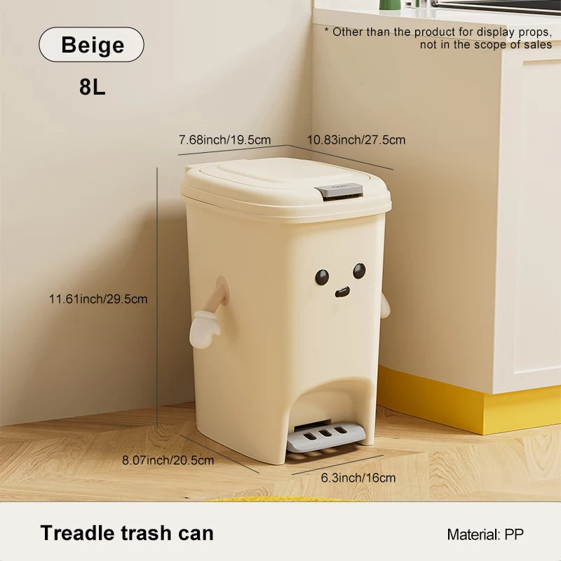 Uforu 10L/20L Back to School Large Capacity Foot Pedal Trash Can for Kitchen Dorm Room Toilet DIY Cute Creative Ash-Bin
