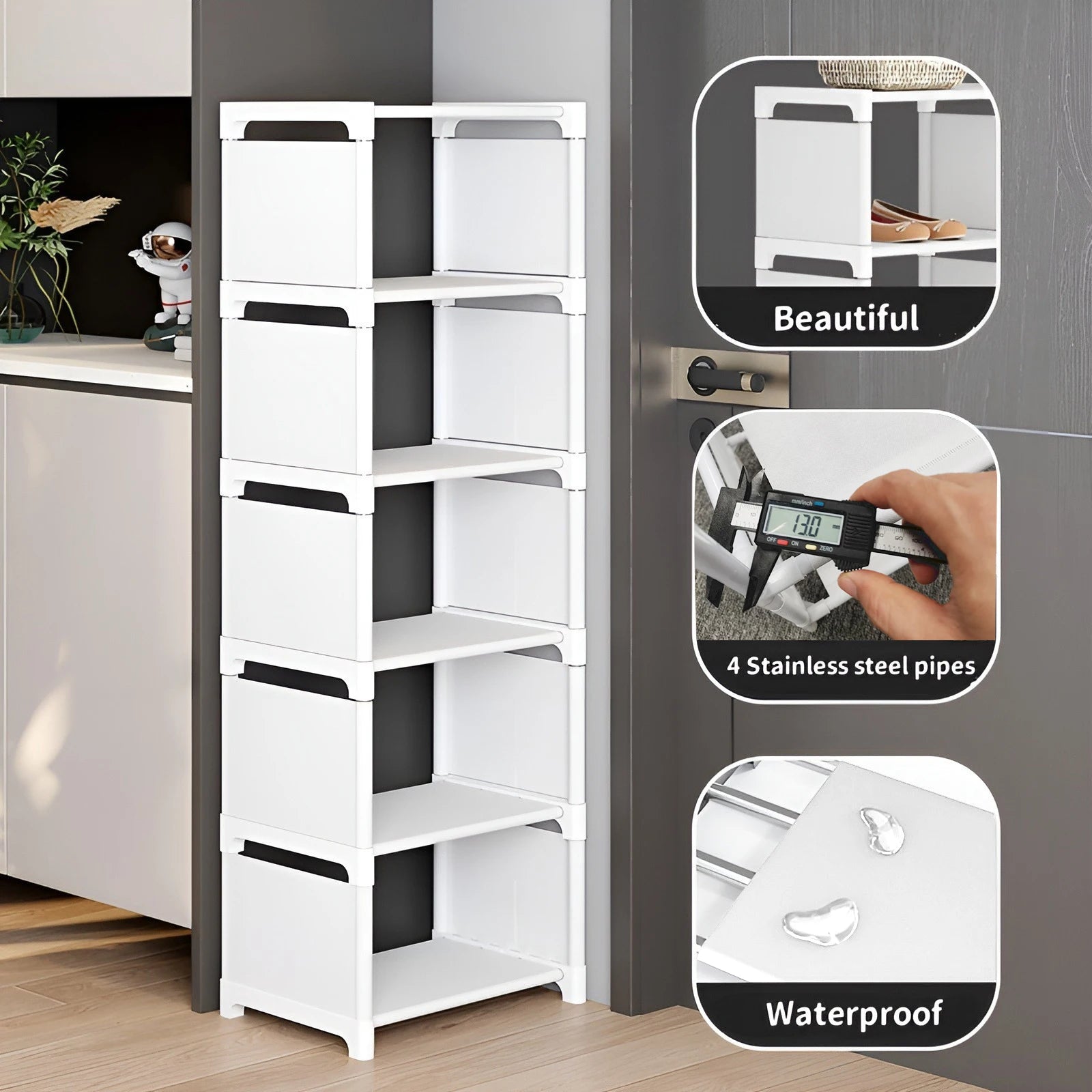 Simple Shoe Rack with High Capacity & Easy Assembly 6-10 Tiers Shoe Storage Organizer for Entryway, Hallway, Living Room & Dorm