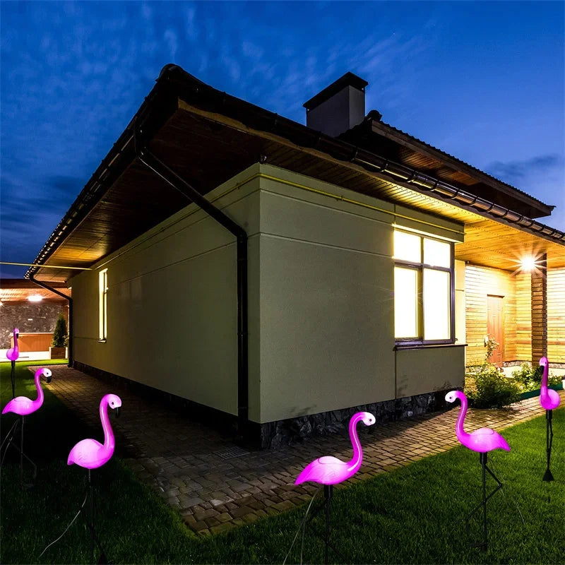 1pc Outdoor Solar Lights Flamingo Garden Led Stake Waterproof LED Landscape Ground Lamp for Outdoor Pathway Xmas Garden Decor