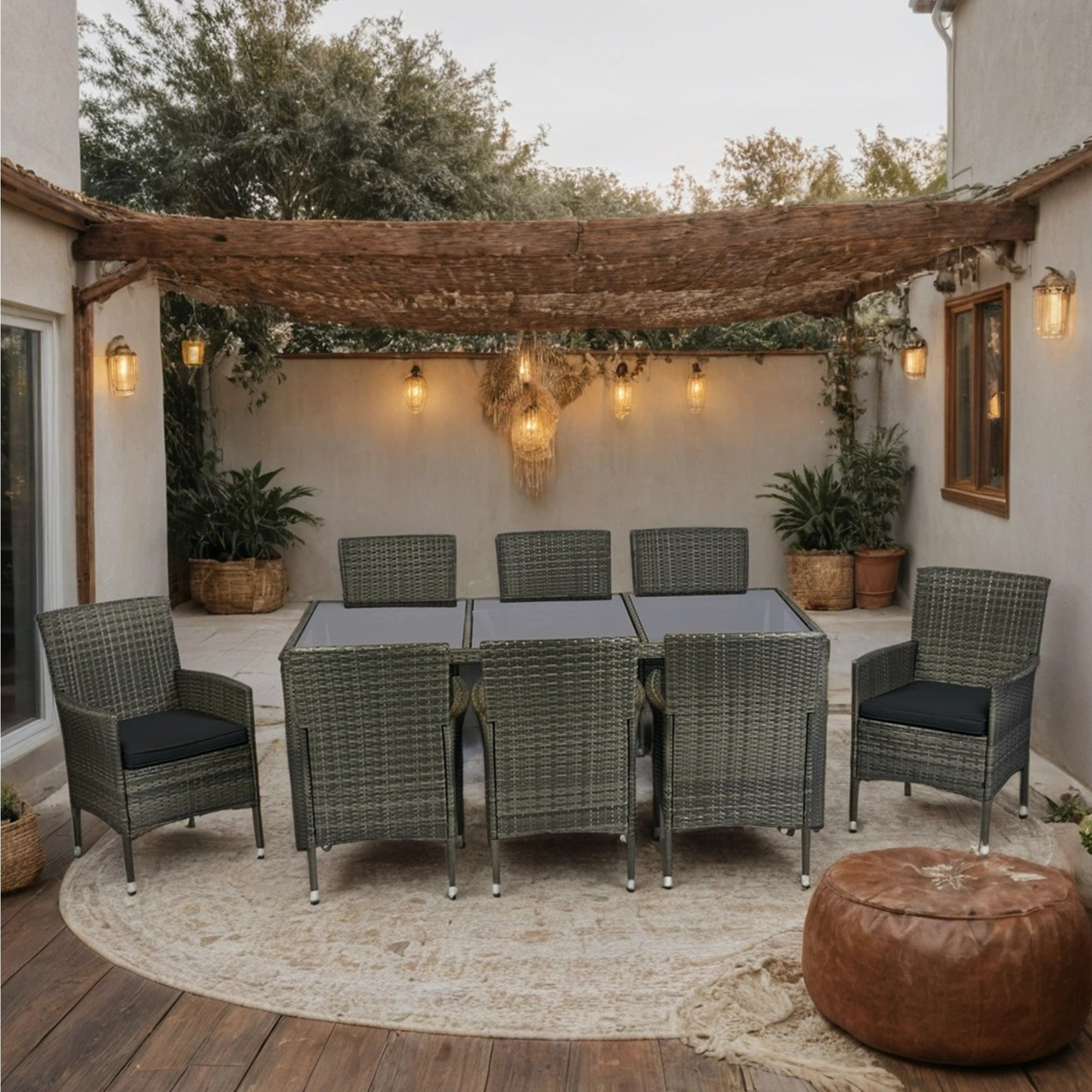 9 piece Outdoor Patio Wicker Dining Set Patio Wicker Furniture Dining SHIPPING ONLY IN USA