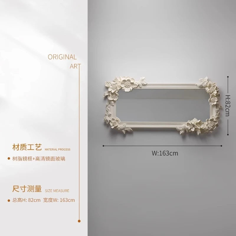 French retro carved fireplace decorative mirror wall-mounted American European wall-mounted dressing advanced full-length mirror