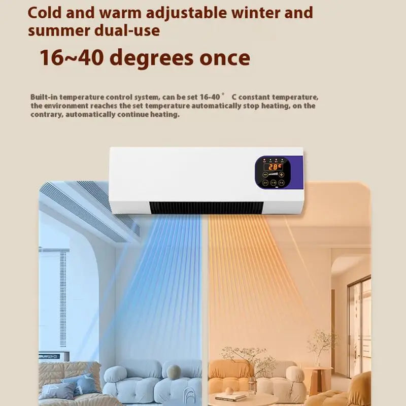 Home Cooler Fans For Bedroom 2000W For Wall With Remote Control Winter Warmer Temperature Adjustable