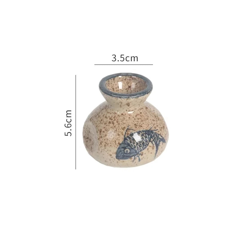 Japanese Style Ceramic Toothpick Holder Mini Retro Cotton Swab Storage Jar Simple Small Vases Decor Toothpick Dispenser Box