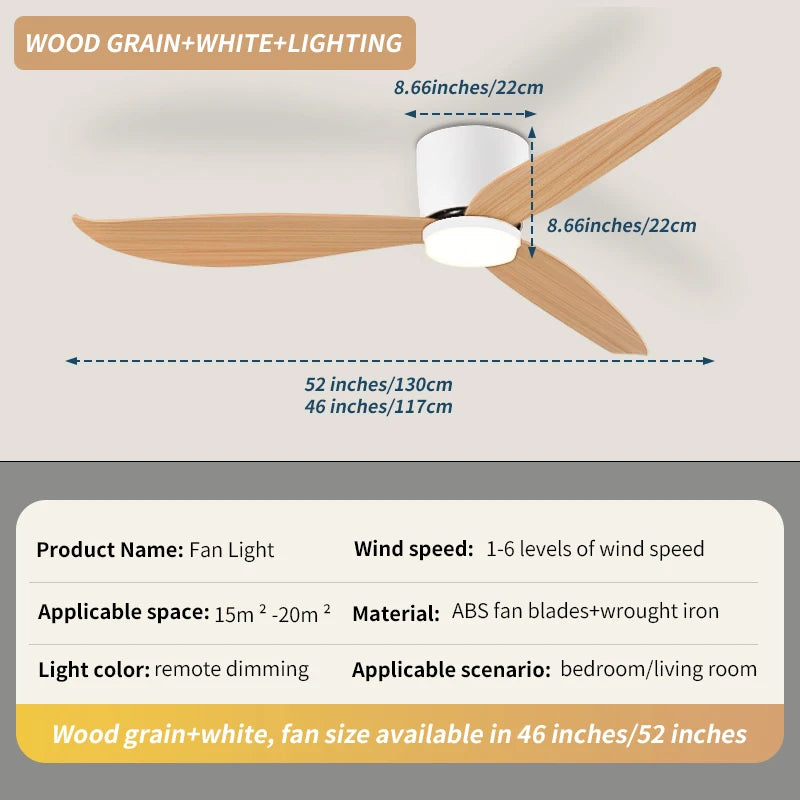 Led 6-Speed High Wind Ceiling Fan Ceiling Fan Light Strip Modern White/Wood Grain Color Bedroom Living Room Courtyard 110v-220v