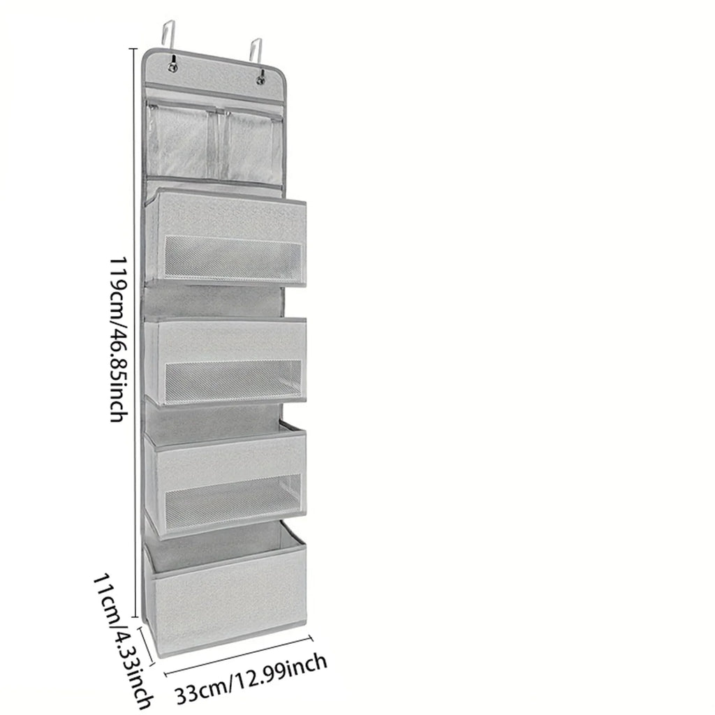 1 PC Non-Woven Fabric, 6-Layer Detachable, Divided Into 2 Hanging Storage Door Devices With Hooks, Anti Swinging Dormitory