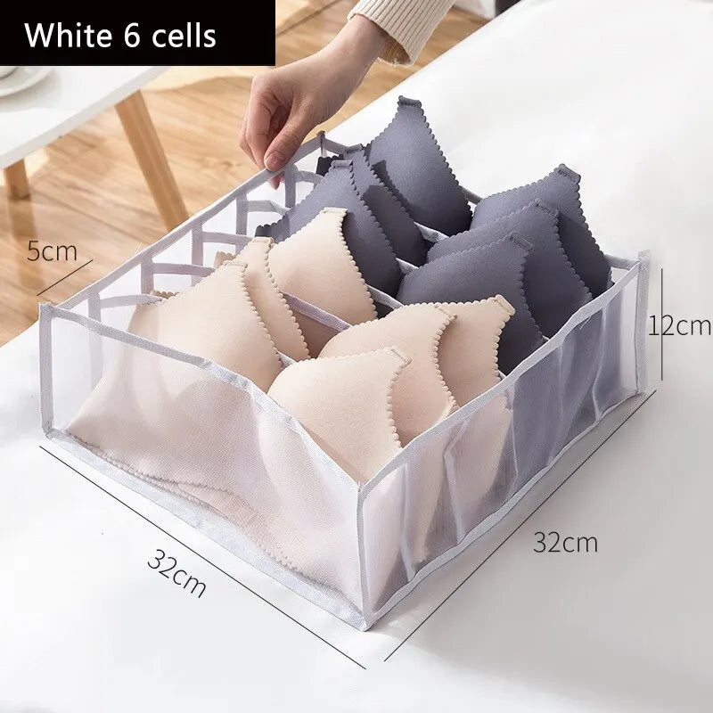 6/7/11 Foldable Underwear Underwear Socks Organizer With Dividers Clothes Storage Box Breathable Mesh Bag For Wardrobe