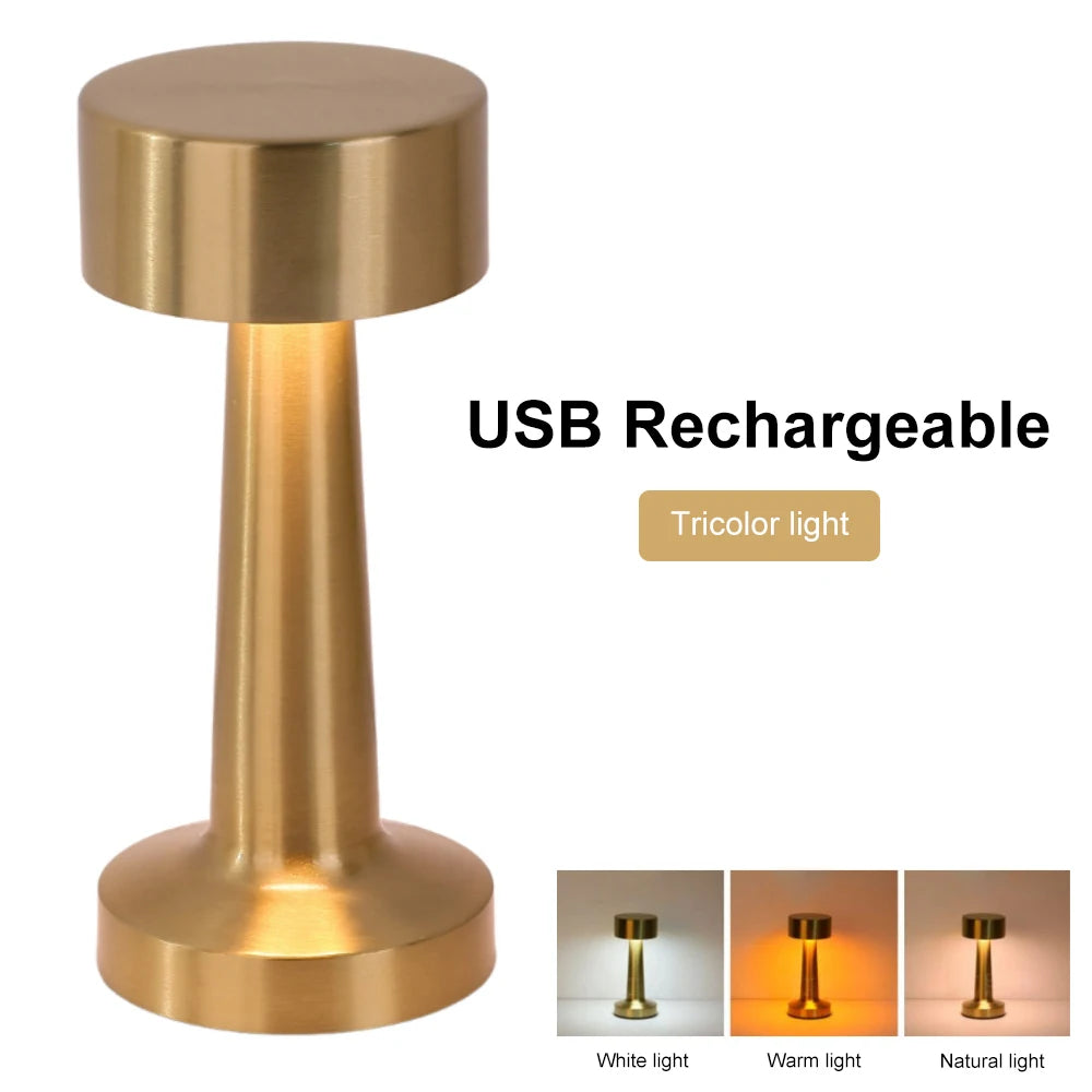 1200mAh Metal Rechargeable Touch Point Lamp Room LED Bedside Decor Table Lamp Restaurant Bar Desktop Mood Lighting Night Lights
