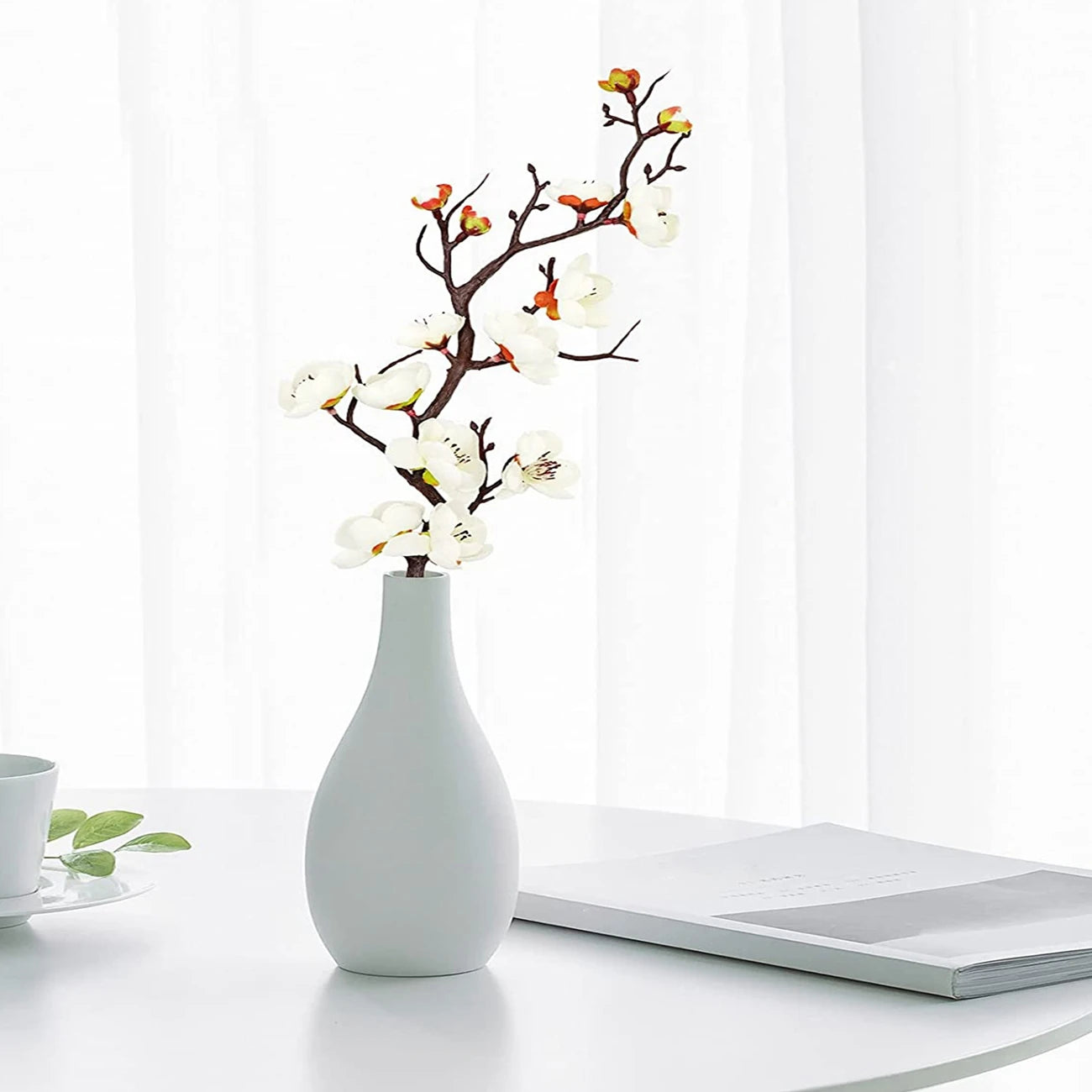 Artificial Flower Spring Plum Blossom Peach Branch Silk Flowers Home Wedding Party Decoration Christmas Wreaths diy dining table
