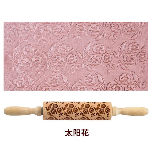Pottery Art Wood Texture Roll Relief Tree Stone Flower Pattern Embossed Rod Mud Rolling Pin DIY Ceramic Pottery Tools Mud Roll