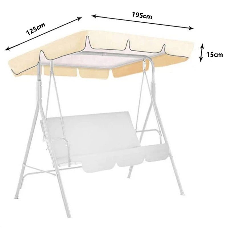 Outdoor Swing Canopy 3 Seater Chair Top Cover Canopy UV Sun Water Proof for Patio Yard Seat Hammock Canopy Dustproof Cover