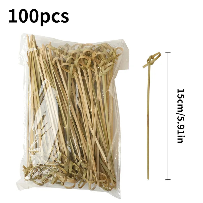 100pcs Disposable Bamboo Food Fruit Toothpick Salad  Cake Dessert Fork Stick for Wedding Birthday Party Decor Cocktail Toothpick
