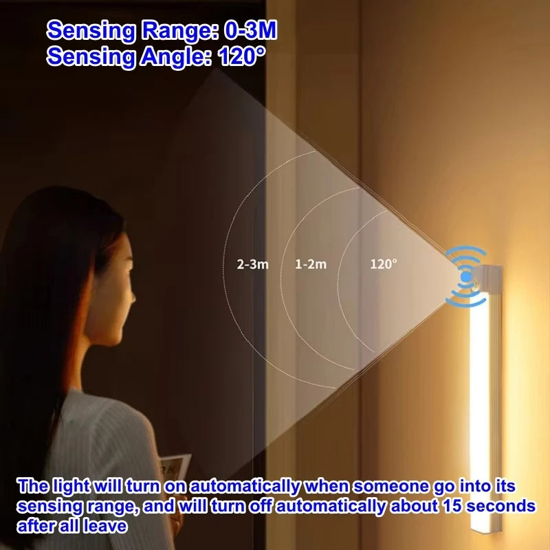 Led charging human body sensor light bar wardrobe cabinet Bedroom dormitory sleeping magnetic long strip night light