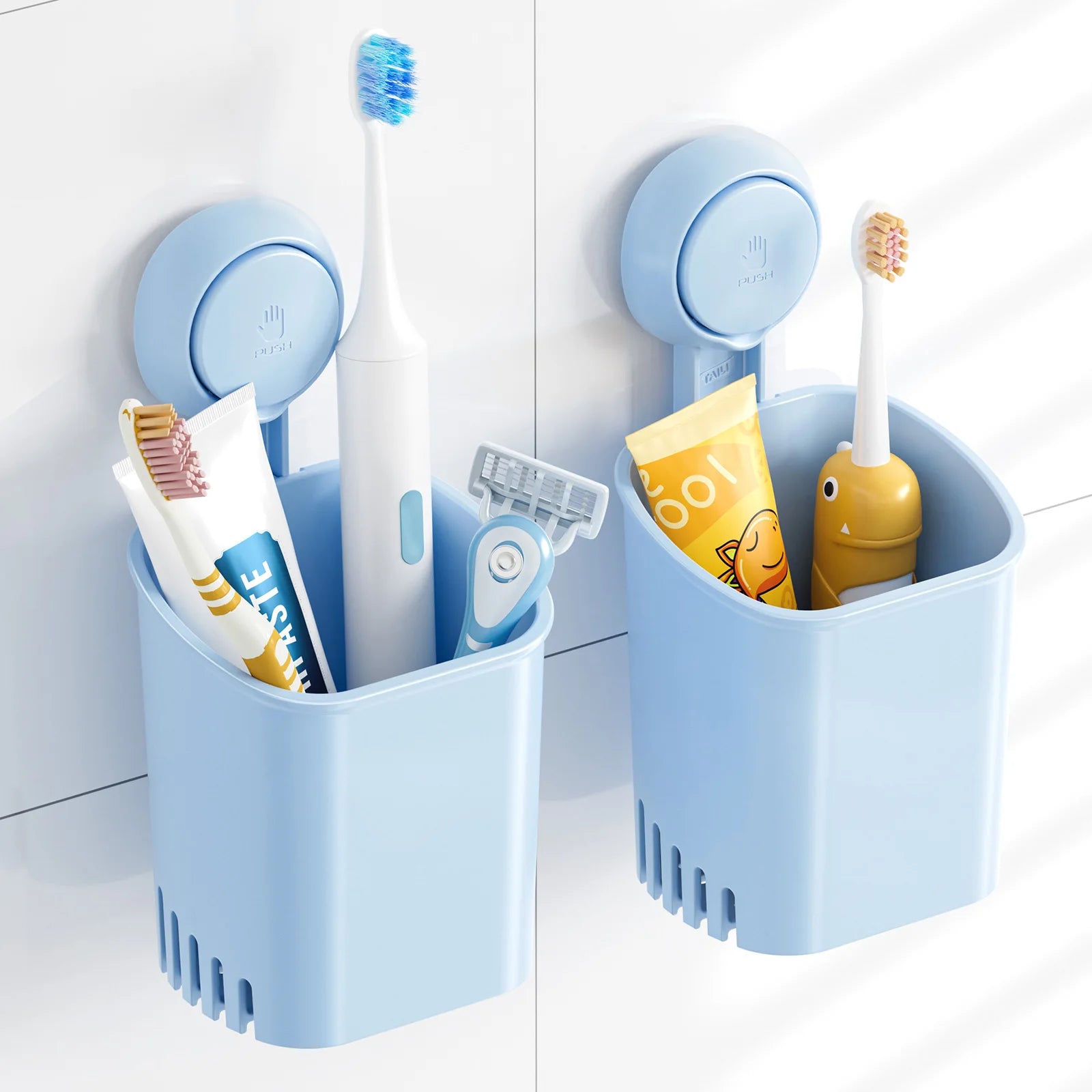 TAILI Suction Cup Toothbrush Holder No Drilling Removable Razor Holder for Bathroom Shower Electric Toothbrush Toothpaste Holder