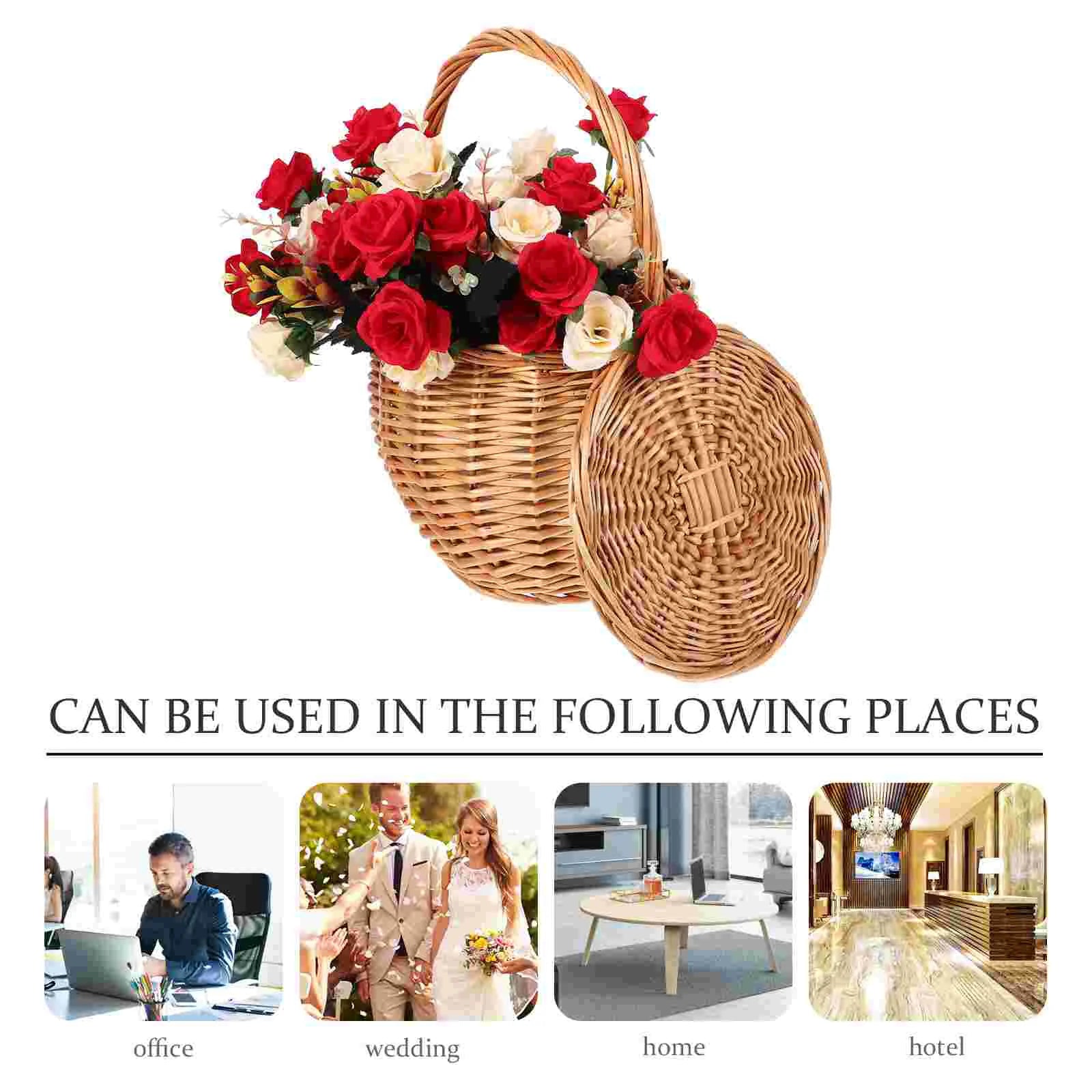 Handwoven Wicker Picnic Natural Rattan Storage Basket for Outdoor Decorative Portable Fruit Basket Household Storage Woven