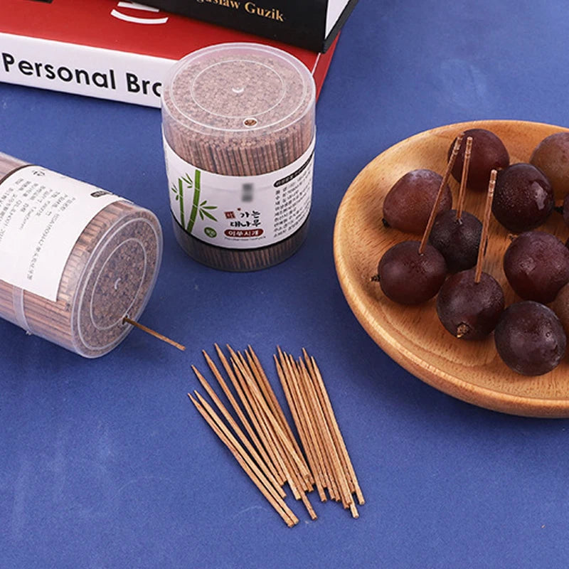 800pcs Disposable Toothpick Household Carbonized Bamboo Toothpick Eco-friendly Single Head Tooth Picks  For Home Dining Hotel