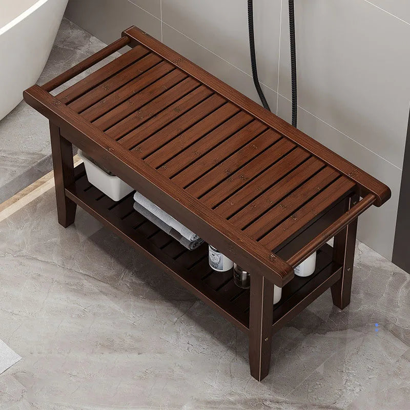Wooden Shower Bench Stool Shower Stool With Storage Shelf Bathroom Bench Seat Chair Spa Bath Stool For Adults SPA Relaxing Bath