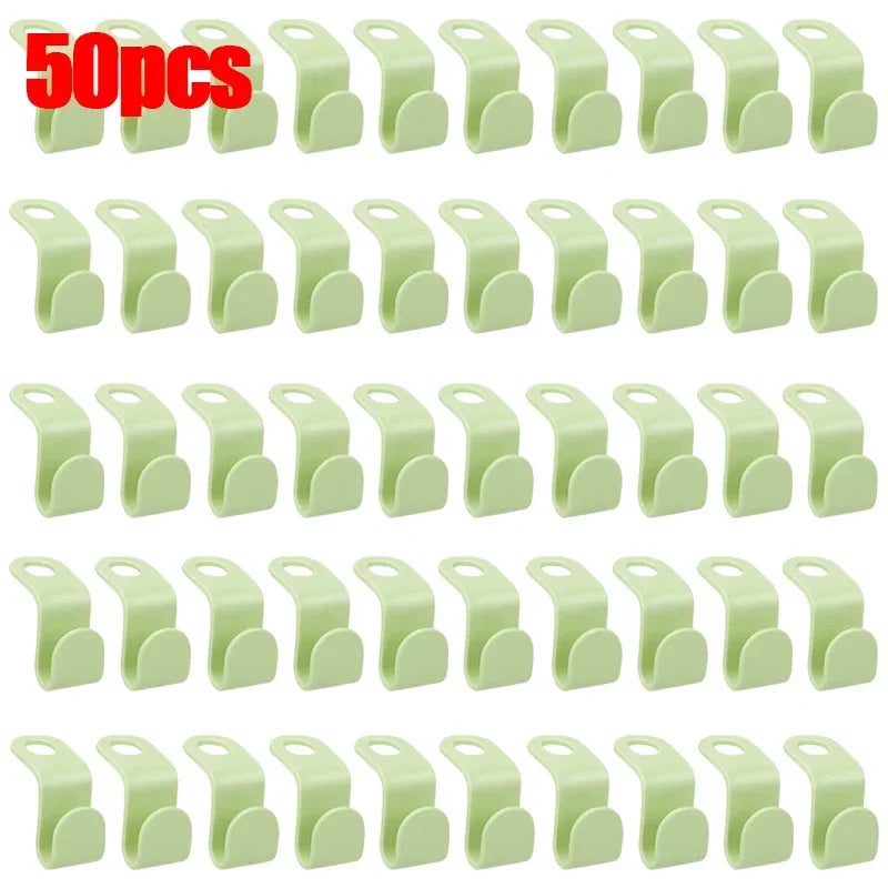 50/5Pcs Clothes Hanger Hooks Space Saving Closet Connector Hook Cascading Hanger Plastic Extender Clips Wardrobe Coat Organizer