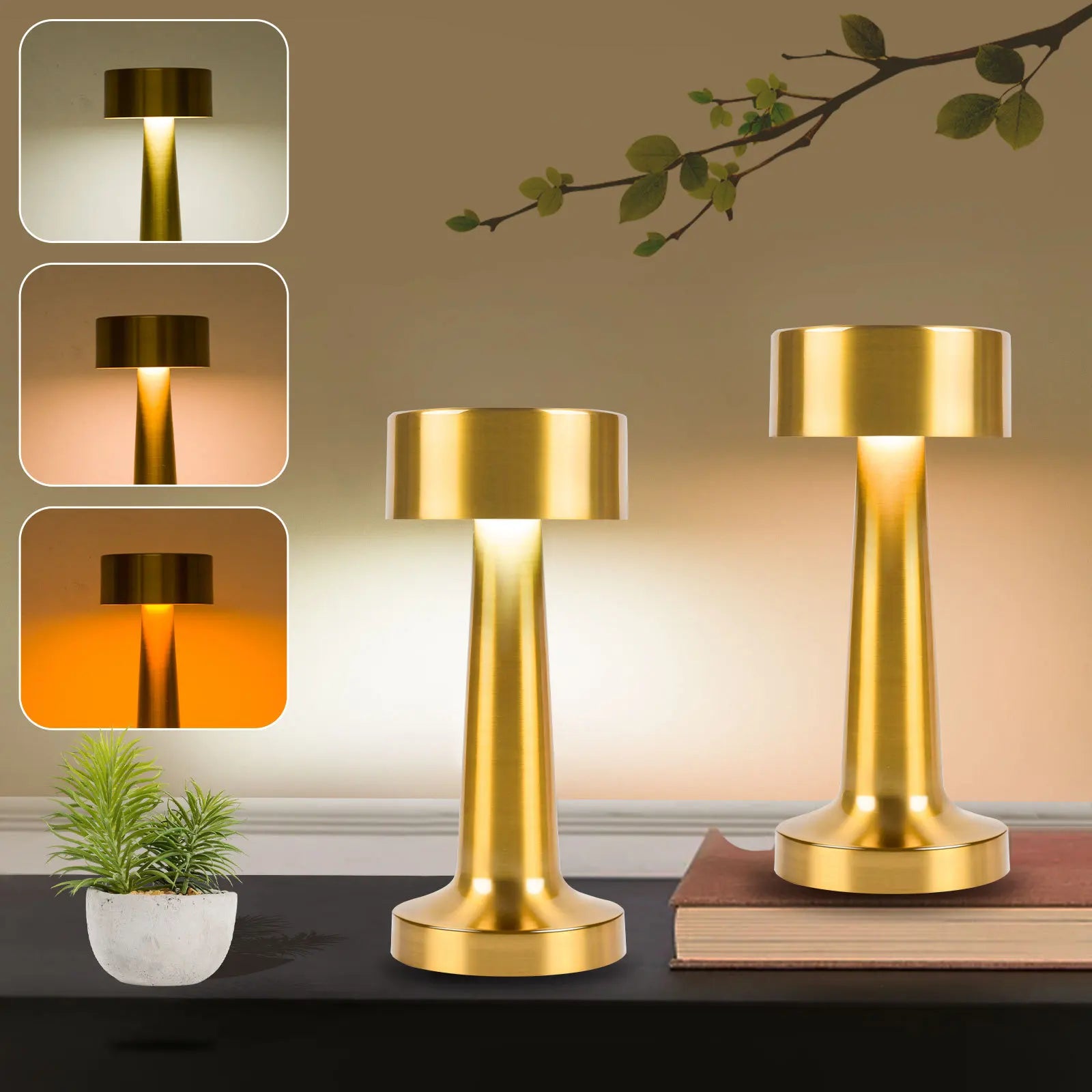 1200mAh Metal Rechargeable Touch Point Lamp Room LED Bedside Decor Table Lamp Restaurant Bar Desktop Mood Lighting Night Lights