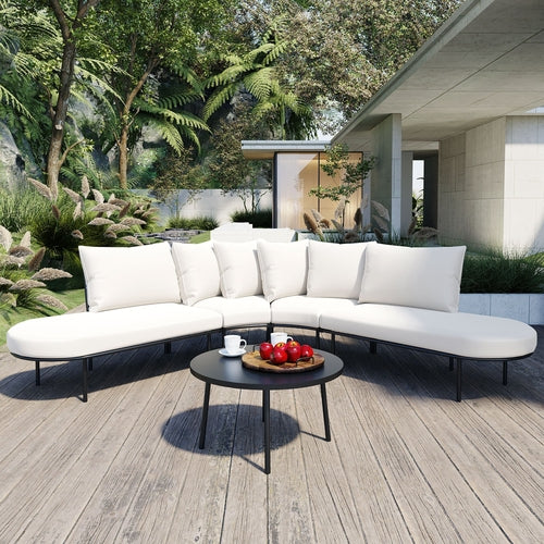 Patio Half- Moon Curved Outdoor Furniture Sofa Set with Coffee Table SHIPPING ONLY IN USA