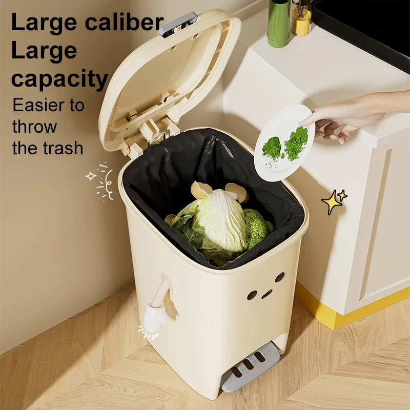 Uforu 10L/20L Back to School Large Capacity Foot Pedal Trash Can for Kitchen Dorm Room Toilet DIY Cute Creative Ash-Bin