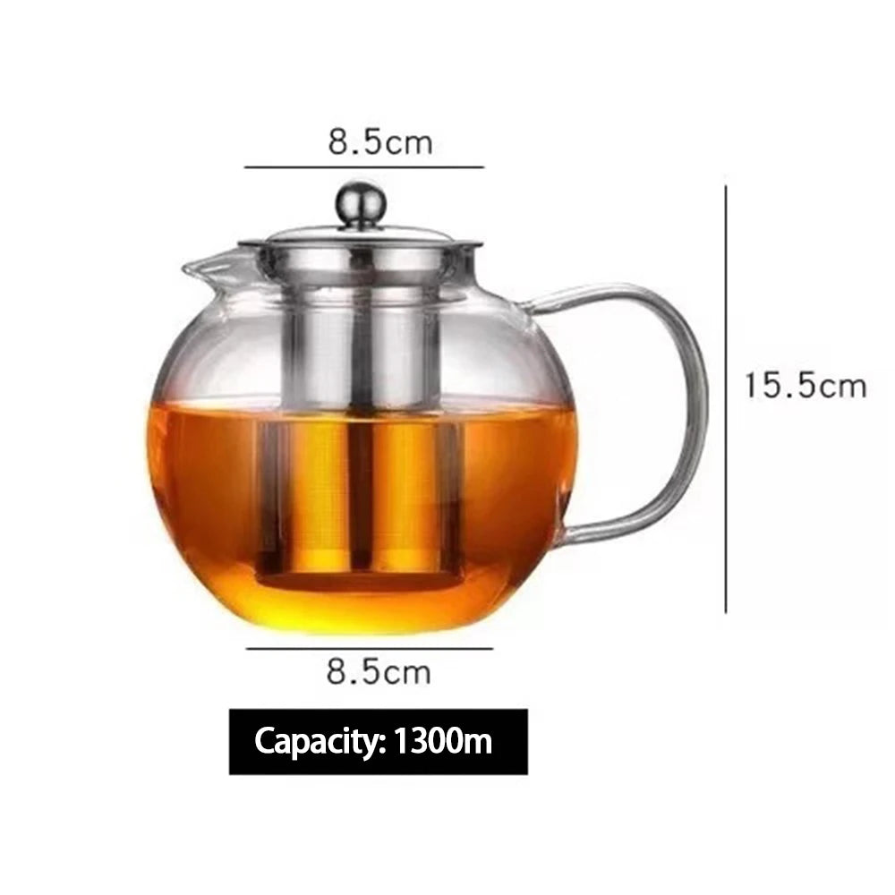 Heat Resistant Tea Pot Infuser Thickened Glass Teapot Kettle 650ML/950ML/1300ML Teaware Set With Stainless Steel Filter Strainer