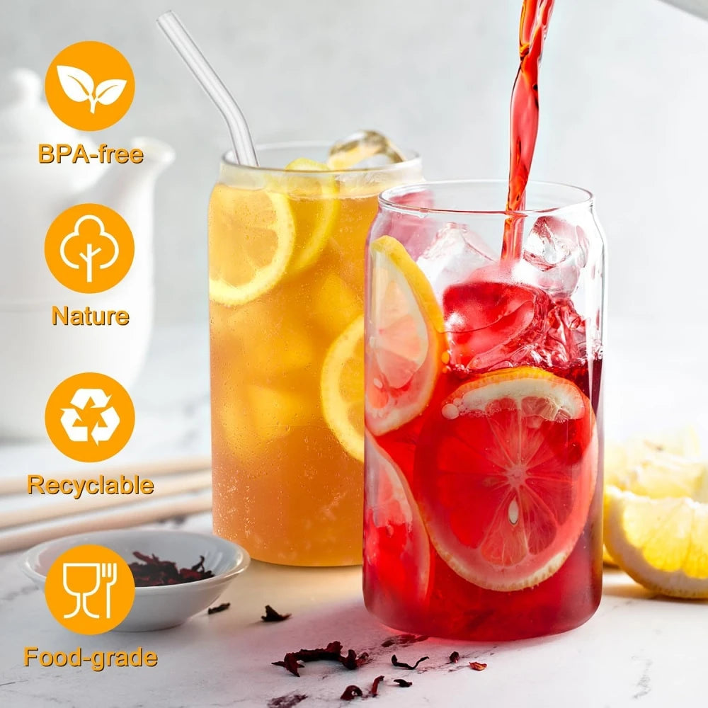 550ML Glass Cup With Wooden Lid And Straw Juice Drink Beer Mug Coffee Milk Transparent Water Cup Suitable For Parties Drinkware