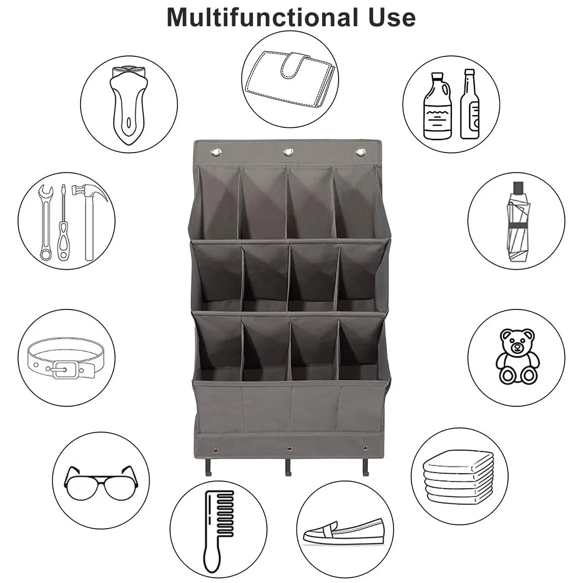 12 Large Pockets Shoes Organizer Rack Hanging Organizers Space Saver Hanging Over The Door Behind Closet Storage Hanger Bags