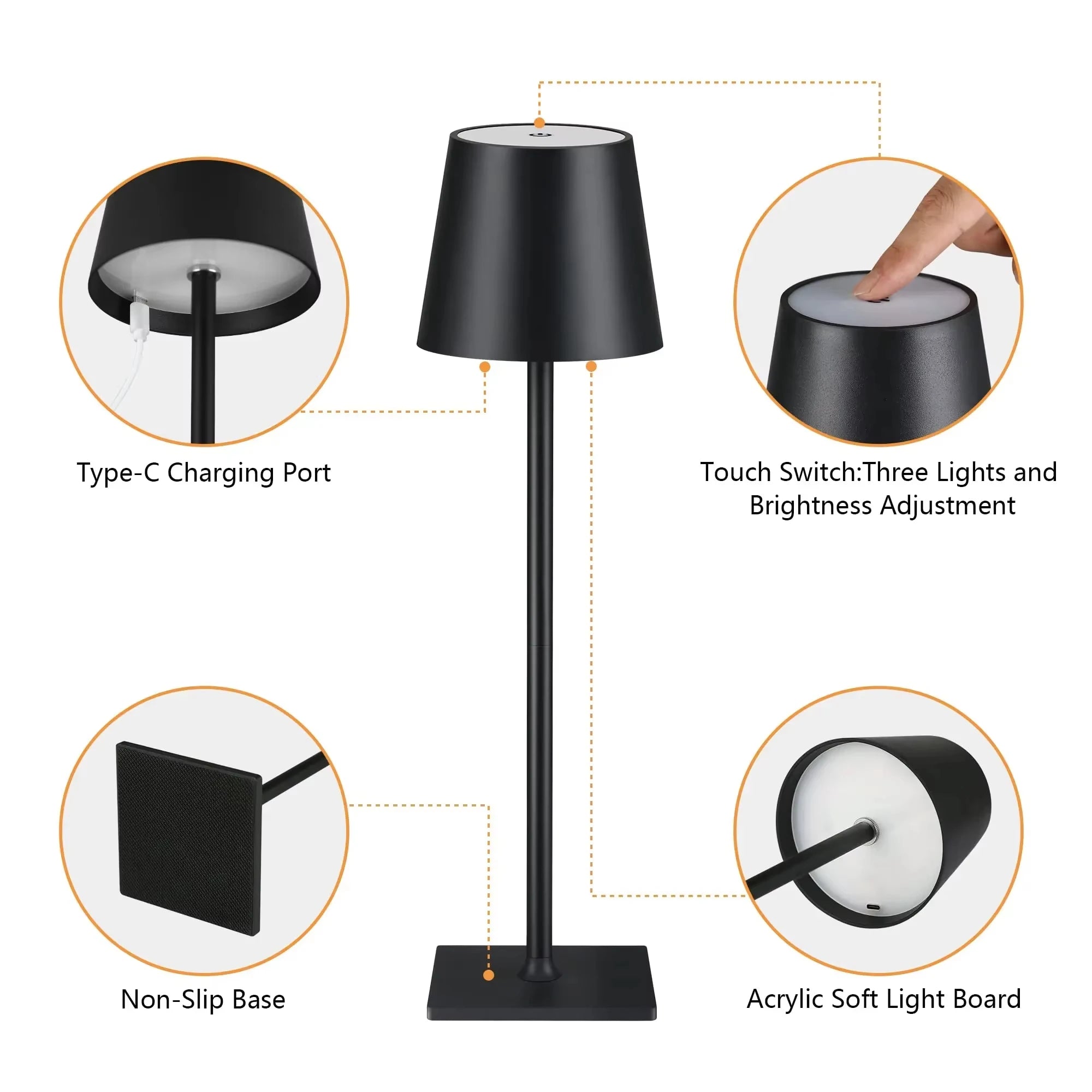 LED Touch Sensor Table Lamp 3 Color Desktop Night Light Bedside Creative Ambient Light Bar Outdoor Decoration Room Outdoor Decor