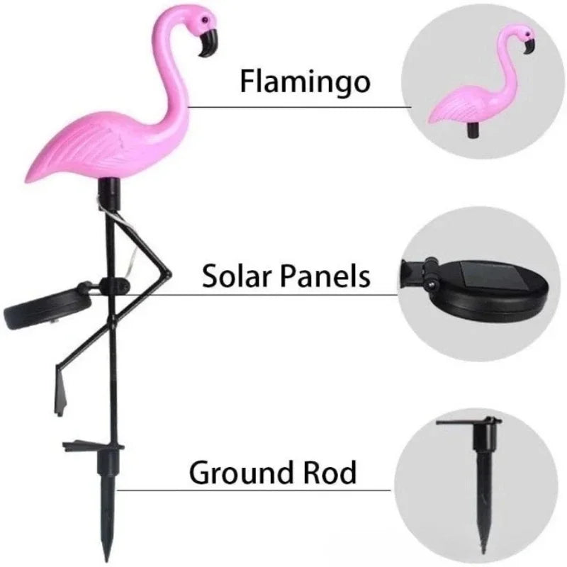 1pc Outdoor Solar Lights Flamingo Garden Led Stake Waterproof LED Landscape Ground Lamp for Outdoor Pathway Xmas Garden Decor
