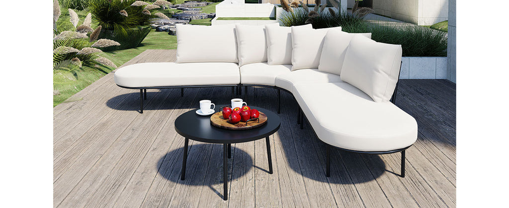 Patio Half- Moon Curved Outdoor Furniture Sofa Set with Coffee Table SHIPPING ONLY IN USA