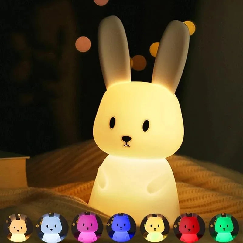 Cute Animal Silicone Night Light Fox Frog Nursery Sleeping Lamp Rechargable Duck Touch Sensor Beside Lamp For Bedroom Decor