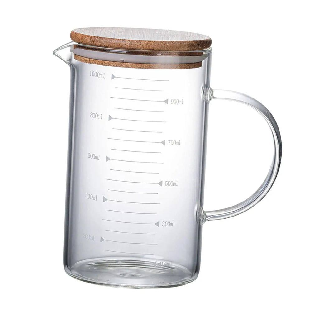 Measuring Cup Multipurpose with Lid Transparent Water Pitcher with Scale Milk Glass Cup for Juice Coffee Gifts