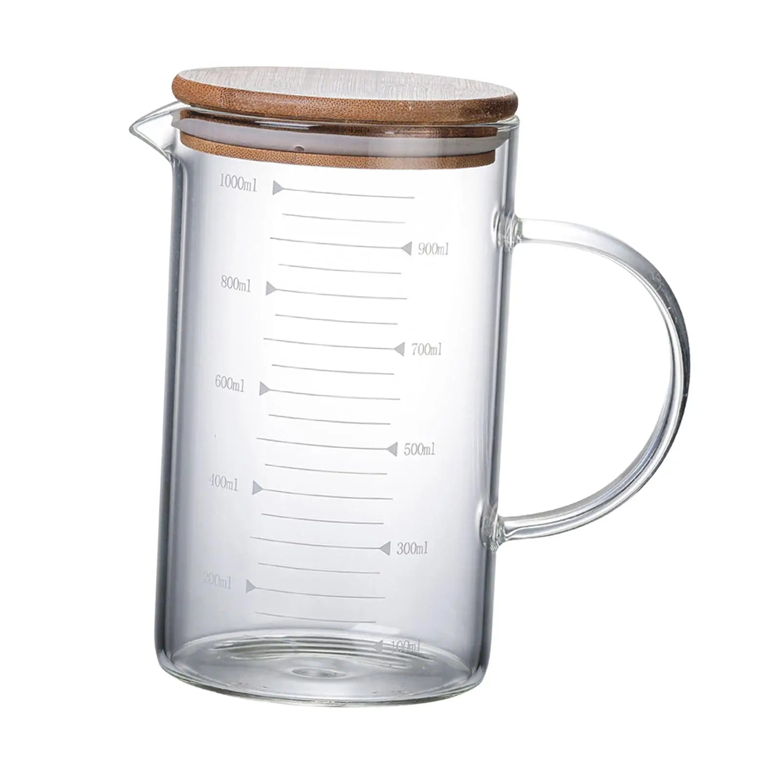 Measuring Cup Multipurpose with Lid Transparent Water Pitcher with Scale Milk Glass Cup for Juice Coffee Gifts