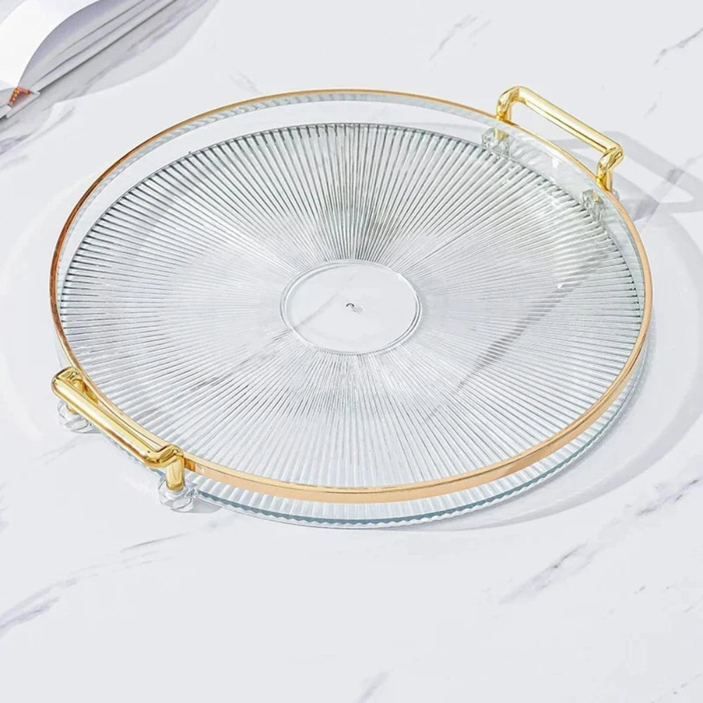 Round Serving Decorative Tray Plastic Serving Tray Kitchen Storages Decor for Party Coffee Table for Living Room Bathroom